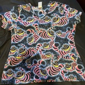 Disney Cheshire Cat Scrub Top Size Large